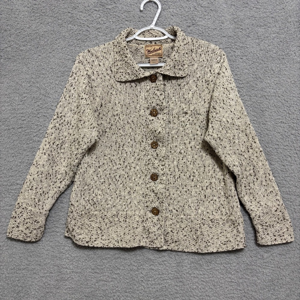 Vintage Woolrich Silk Blend Cardigan M Textured Knit Button Front Cottagecore
